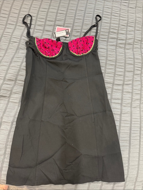 PrettyLittleThing Dresses & Skirts - PrettyLittleThing Black Mini Dress with Pink Sequin Watermelon Cups